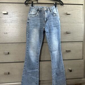 SHEIN Classic Blue Denim Women's Flare Jeans